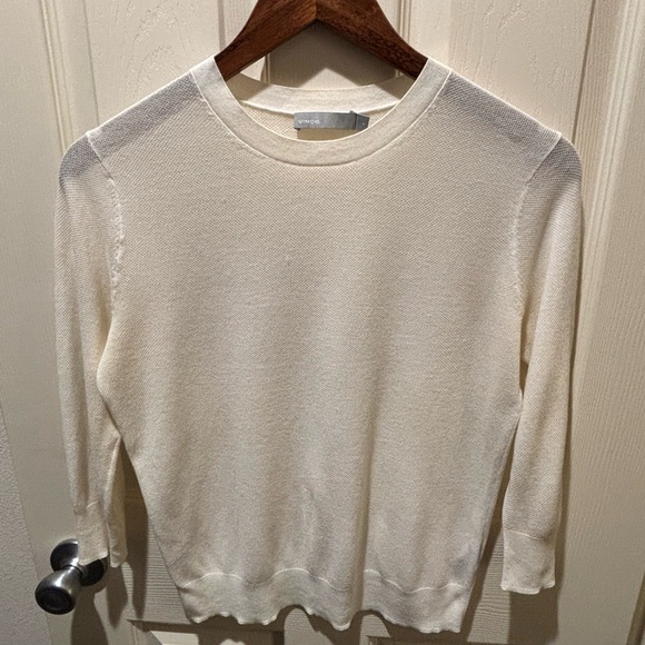 Vince Sweaters - VINCE 100% Cotton Lightweight Knit Sweater – Ivory – Size S🤍
